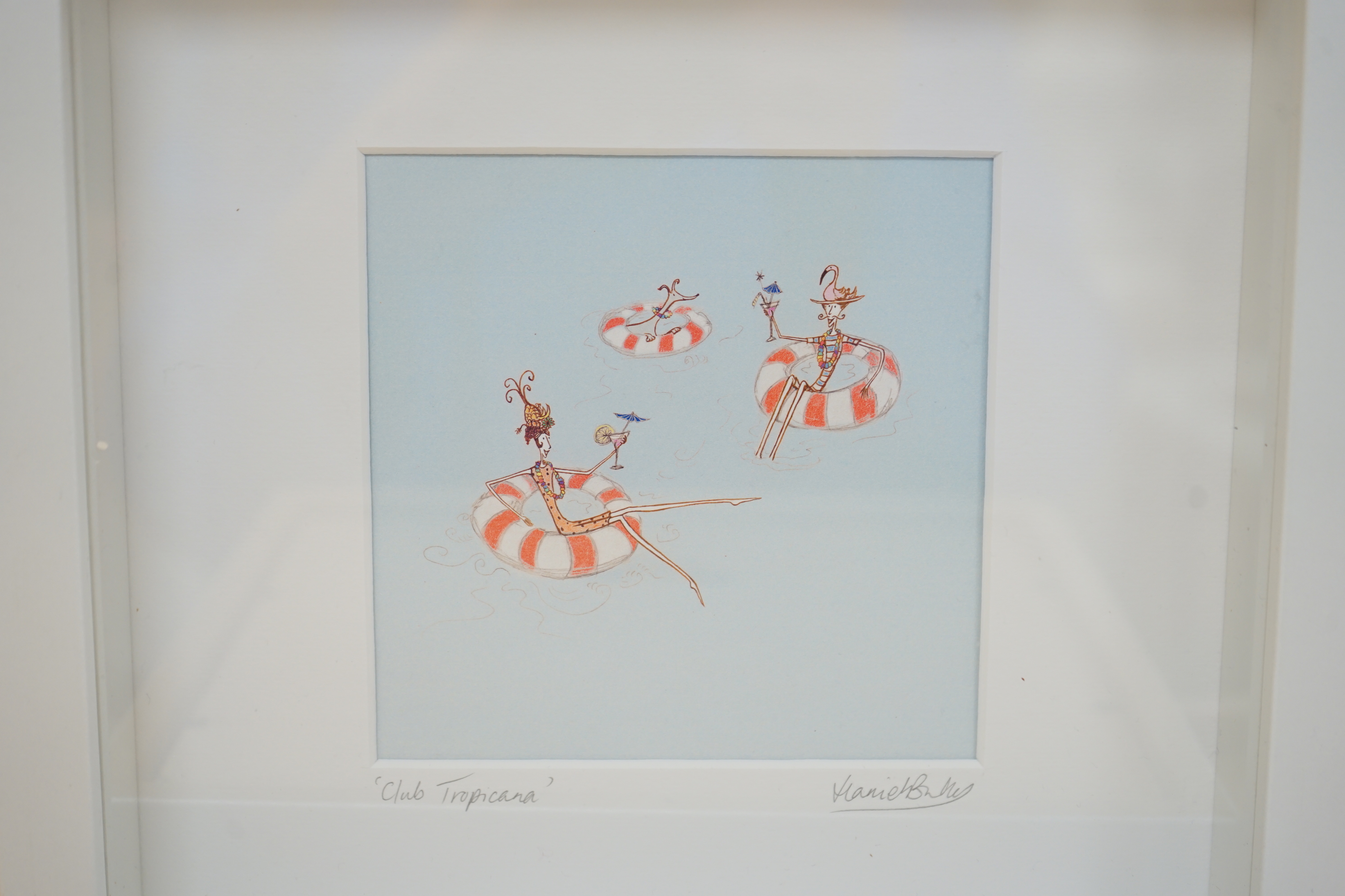 Harriet Butler, watercolour, ‘Lovely Bubbly Bather’, artist's proof 'Baloooon Park’ and five giclee prints including ‘Brighton Beach’